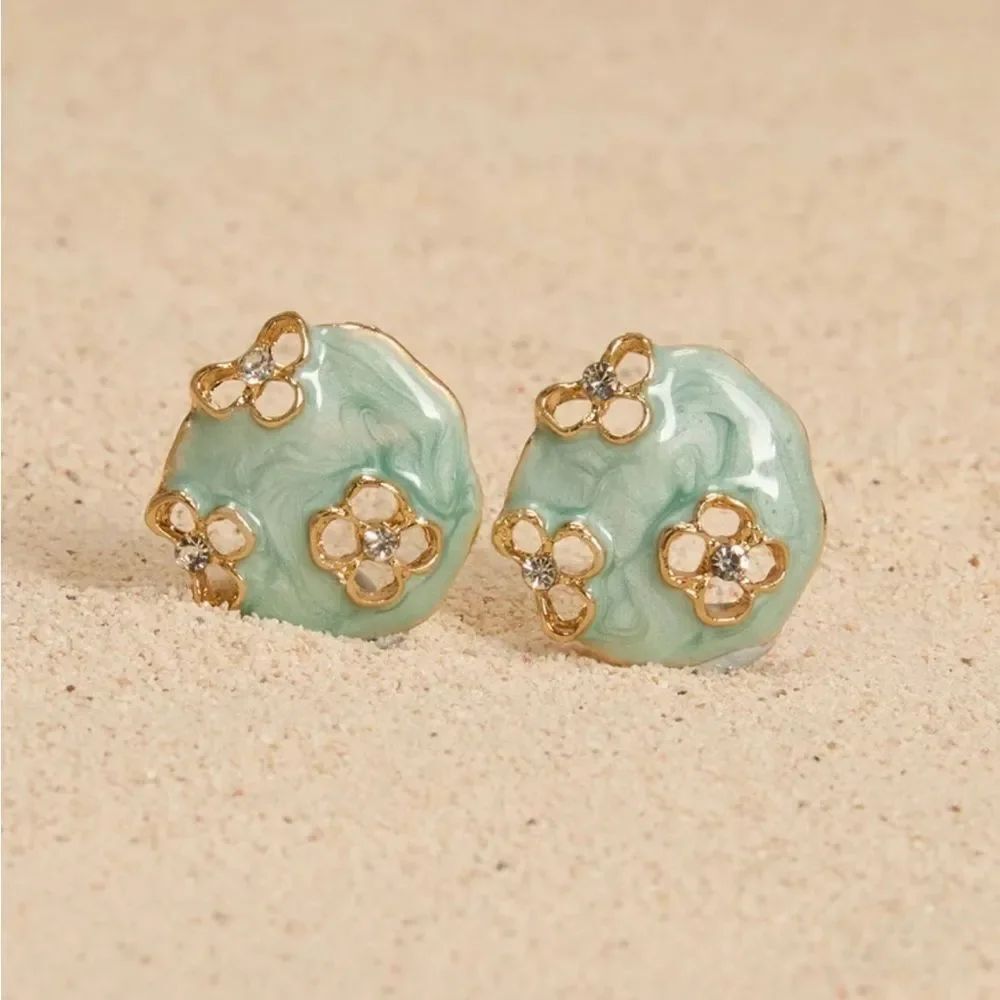 Enamel Floral Earrings M1706